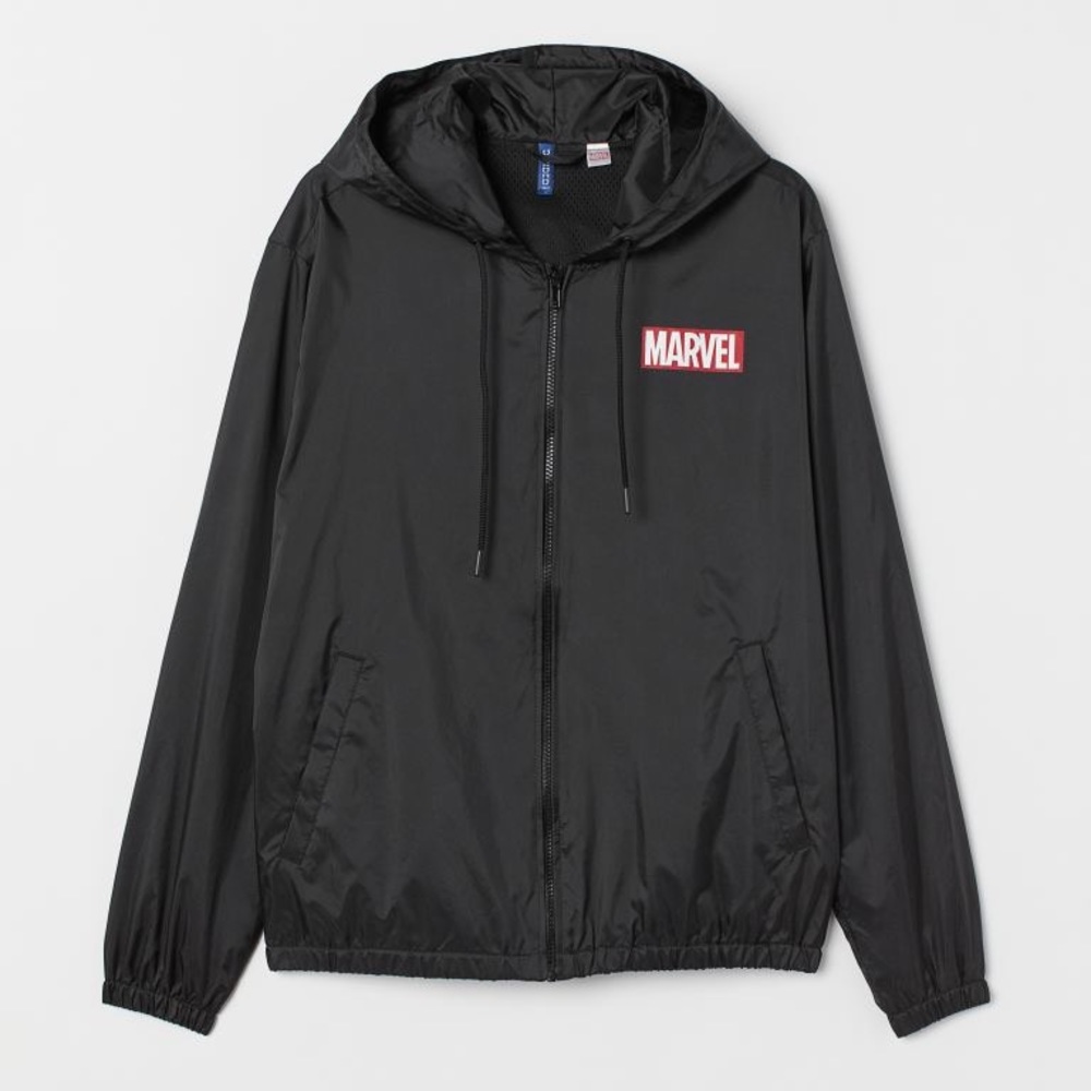 H&M Black Marvel Windbreaker Jacket